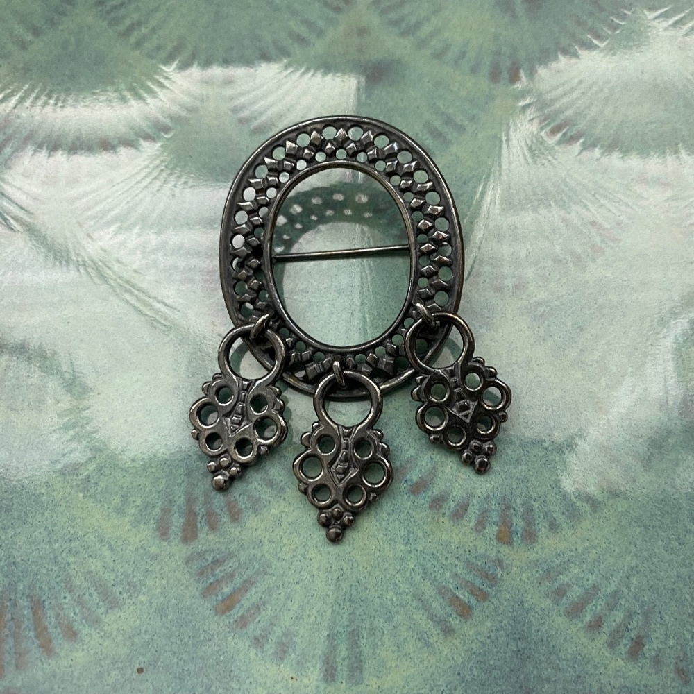 Vintage Kalevala Koru brooch blackened bronze Rare